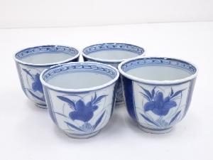 明治期　伊万里焼　染付花図向附4客セット